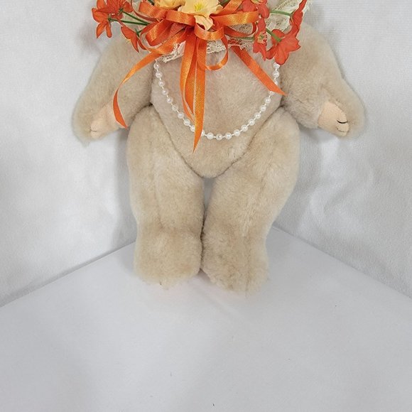 Adjustable Bear Plush 10" With Flowers and Necklace No Tags - Picture 4 of 10